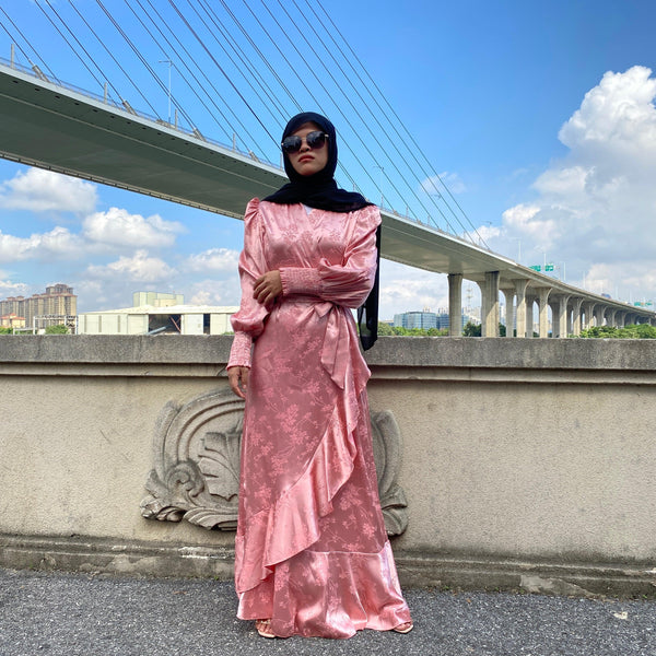 6572#muslim satin dress CHAOMENG MUSLIM SHOP muslim abaya dress