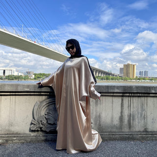 6617#New Satin Fashion Dress CHAOMENG MUSLIM SHOP muslim abaya dress