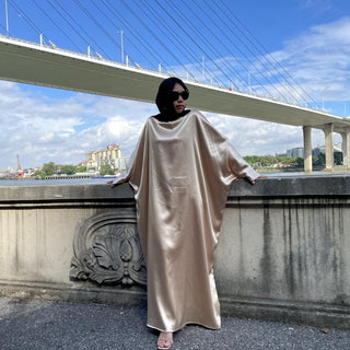 6617#New Satin Fashion Dress CHAOMENG MUSLIM SHOP muslim abaya dress