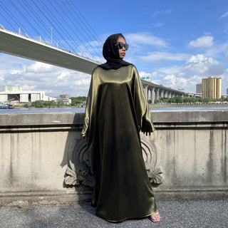 6617#New Satin Fashion Dress CHAOMENG MUSLIM SHOP muslim abaya dress