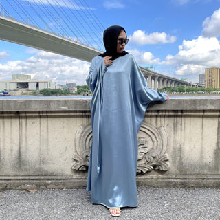 6617#New Satin Fashion Dress CHAOMENG MUSLIM SHOP muslim abaya dress