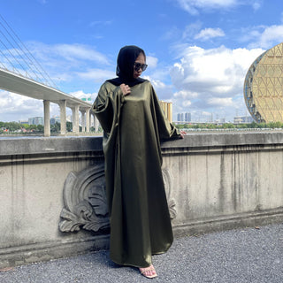 6617#New Satin Fashion Dress CHAOMENG MUSLIM SHOP muslim abaya dress