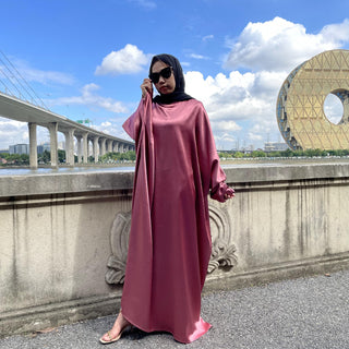 6617#New Satin Fashion Dress CHAOMENG MUSLIM SHOP muslim abaya dress