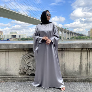 6617#New Satin Fashion Dress CHAOMENG MUSLIM SHOP muslim abaya dress