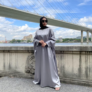 6617#New Satin Fashion Dress CHAOMENG MUSLIM SHOP muslim abaya dress