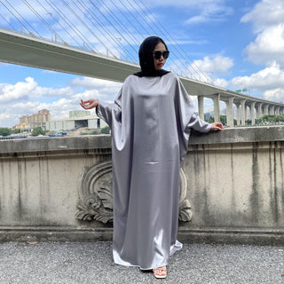 6617#New Satin Fashion Dress CHAOMENG MUSLIM SHOP muslim abaya dress