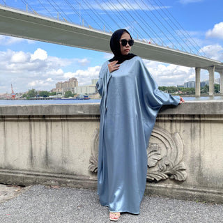 6617#New Satin Fashion Dress CHAOMENG MUSLIM SHOP muslim abaya dress