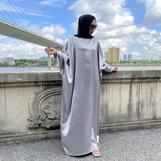 6617#New Satin Fashion Dress CHAOMENG MUSLIM SHOP muslim abaya dress