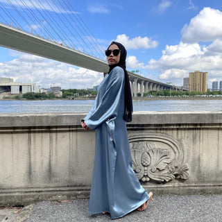 6617#New Satin Fashion Dress CHAOMENG MUSLIM SHOP muslim abaya dress