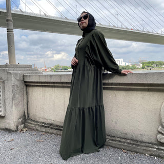 6633# Bubble Chiffon Fabric Pleated Dress CHAOMENG MUSLIM SHOP muslim abaya dress