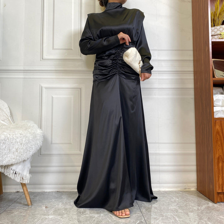 6664# New Arrival Thick Satin High Round Neck Elastic Pleated Waist Big Bottom Long Dress - CHAOMENG MUSLIM SHOP CHAOMENG-HK Ramadan & Eid Dresses for Girls 6664# New Arrival Thick Satin High Round Neck Elastic Pleated Waist Big Bottom Long Dress - CHAOMENG MUSLIM SHOP CHAOMENG-HK Ramadan & Eid Dresses for Girls