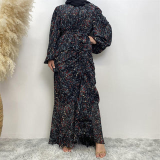 6669# High Quality Chiffon Muslim Dress Long Sleeve Elegant Eid Mubarak CHAOMENG MUSLIM SHOP muslim abaya dress