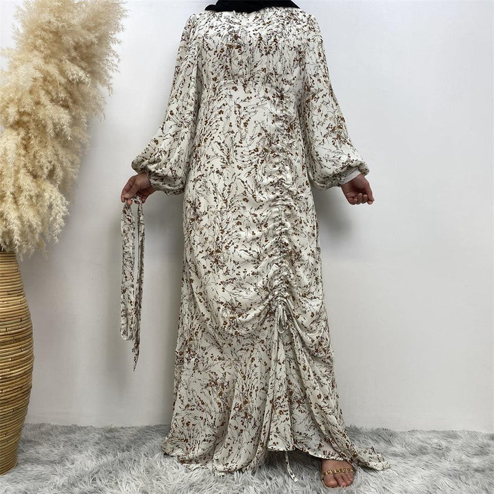 chiffon muslim dress Arabic Dubai Muslim prom dresses: Elegant Pink Chiffon Muslim Formal Evening Dress with Pearls, High Collar, Long Sleeves, and Pleats