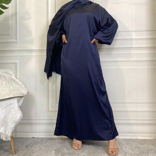 6675# hoodie abaya muslim long prayer dress plain attached scarf  with side pockets CHAOMENG MUSLIM SHOP muslim abaya dress