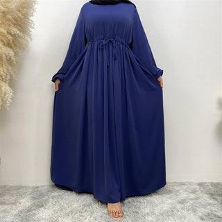 6692# High Quality Nida slim sleeves elastic cuff plain color Muslim Dress Nice For Eid Mubarak CHAOMENG MUSLIM SHOP muslim abaya dress