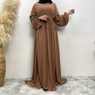 6692# High Quality Nida slim sleeves elastic cuff plain color Muslim Dress Nice For Eid Mubarak CHAOMENG MUSLIM SHOP muslim abaya dress