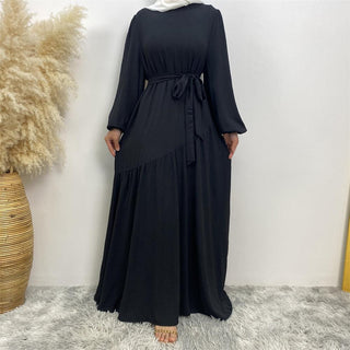 6738# 6 colors crepe fabric elasticated balloon sleeves muslim dress abaya CHAOMENG MUSLIM SHOP muslim abaya dress