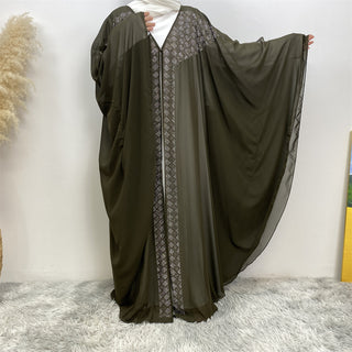 6739#  New Fashion 5 Colors Woman High quality chiffon batwing beading open abayas 服装 CHAOMENG chaomeng.myshopify.com Army Green（军绿） / S ( 5'0-5'1 ) Army Green（军绿） S ( 5'0-5'1 ) 