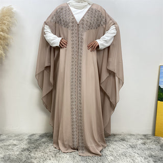6739#  New Fashion 5 Colors Woman High quality chiffon batwing beading open abayas 服装 CHAOMENG chaomeng.myshopify.com 