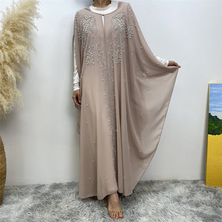 6741# High quality chiffon batwing diamond open abayas with rhinestones and hood 5 colors - Premium 服装 from CHAOMENG - Just $29.90! Shop now at CHAOMENG MUSLIM SHOP