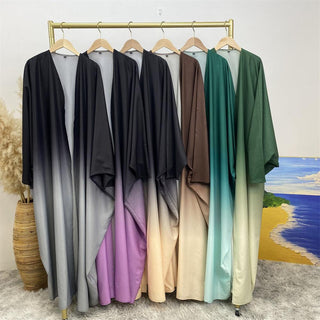 6750# 6 Colors Stunning Gradient Batwing Sleeve Open Cardigan CHAOMENG MUSLIM SHOP muslim abaya dress