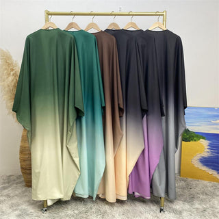 6750# 6 Colors Stunning Gradient Batwing Sleeve Open Cardigan CHAOMENG MUSLIM SHOP muslim abaya dress