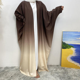 6750# 6 Colors Stunning Gradient Batwing Sleeve Open Cardigan CHAOMENG MUSLIM SHOP muslim abaya dress