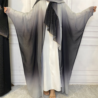 67501# Latest Classy 2 PCS Set Shiny Starry Sky Gradient Color Cardigan With Long Hijab Muslim Women Abaya 服装 CHAOMENG chaomeng.myshopify.com Black（黑色） / S（5'0-5'1） Black（黑色） S（5'0-5'1） 