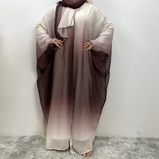67501# Latest Classy 2 PCS Set Shiny Starry Sky Gradient Color Cardigan With Long Hijab Muslim Women Abaya 服装 CHAOMENG chaomeng.myshopify.com Coffee（咖啡） / S（5'0-5'1） Coffee（咖啡） S（5'0-5'1） 