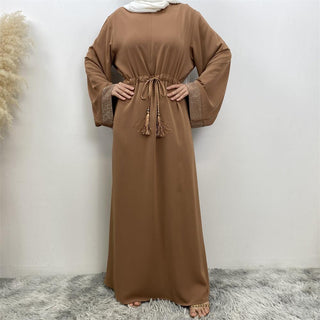 6758#  Eid High Quality Woman Fahsion Loose sleeves With beading Muslim Dress 服装 CHAOMENG chaomeng.myshopify.com 