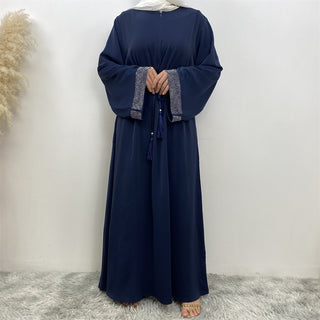 6758#  Eid High Quality Woman Fahsion Loose sleeves With beading Muslim Dress 服装 CHAOMENG chaomeng.myshopify.com 
