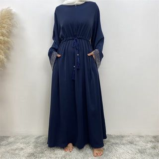 6758#  Eid High Quality Woman Fahsion Loose sleeves With beading Muslim Dress 服装 CHAOMENG chaomeng.myshopify.com Navy（宝蓝） / S （5'0-5'1） Navy（宝蓝） S （5'0-5'1） 