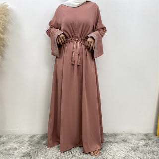6758#  Eid High Quality Woman Fahsion Loose sleeves With beading Muslim Dress 服装 CHAOMENG chaomeng.myshopify.com Pink（粉色） / S （5'0-5'1） Pink（粉色） S （5'0-5'1） 