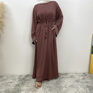 6758#  Eid High Quality Woman Fahsion Loose sleeves With beading Muslim Dress 服装 CHAOMENG chaomeng.myshopify.com 