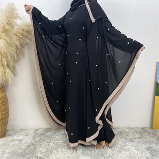 6763#   [with hijab] Eid Fashion Lightweight Chiffon Batwing Sleeves Classy Pearls With Belt Inside Abaya 服装 CHAOMENG chaomeng.myshopify.com 