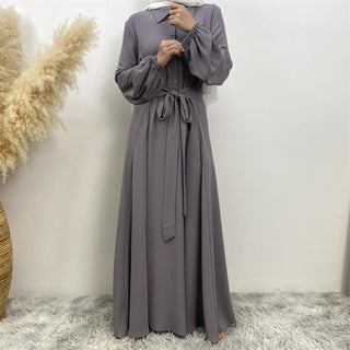 6771#  Eid Front Open Button Attach With Belt High Quality Woman Fahsion Muslim Dress