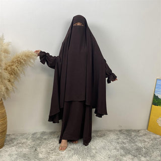 6778+2339# Ramadan New 2 PCS Abaya Set Bubble Crepe Long Khimar With Side Hole And Pleated Cuff With Pockets Classy Dress 服装 CHAOMENG chaomeng.myshopify.com Coffee（咖啡） / S / Only Dress Coffee（咖啡） S Only Dress