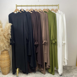 6778+2339# Ramadan New 2 PCS Abaya Set Bubble Crepe Long Khimar With Side Hole And Pleated Cuff With Pockets Classy Dress 服装 CHAOMENG chaomeng.myshopify.com 