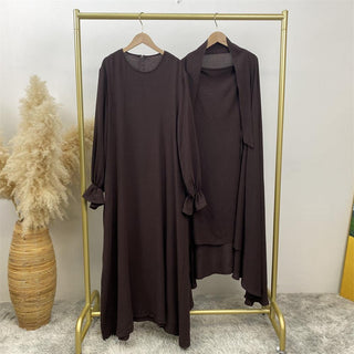 6778+2339# Ramadan New 2 PCS Abaya Set Bubble Crepe Long Khimar With Side Hole And Pleated Cuff With Pockets Classy Dress 服装 CHAOMENG chaomeng.myshopify.com 