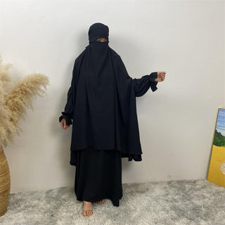 6778+2339# Ramadan New 2 PCS Abaya Set Bubble Crepe Long Khimar With Side Hole And Pleated Cuff With Pockets Classy Dress 服装 CHAOMENG chaomeng.myshopify.com 