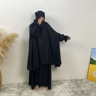 6778+2339# Ramadan New 2 PCS Abaya Set Bubble Crepe Long Khimar With Side Hole And Pleated Cuff With Pockets Classy Dress 服装 CHAOMENG chaomeng.myshopify.com Black（黑色） / S / Only Dress Black（黑色） S Only Dress