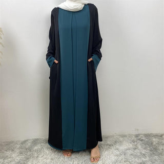 6780#  Arabic Clothing-Women's Double Color, Matching Faux 2 Pieces Dress, Versatile Lady Classy Abaya Eid 服装 CHAOMENG chaomeng.myshopify.com 