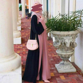 6780#  Arabic Clothing-Women's Double Color, Matching Faux 2 Pieces Dress, Versatile Lady Classy Abaya Eid 服装 CHAOMENG chaomeng.myshopify.com 