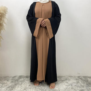 6780#  Arabic Clothing-Women's Double Color, Matching Faux 2 Pieces Dress, Versatile Lady Classy Abaya Eid 服装 CHAOMENG chaomeng.myshopify.com 