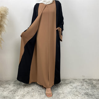 6780#  Arabic Clothing-Women's Double Color, Matching Faux 2 Pieces Dress, Versatile Lady Classy Abaya Eid 服装 CHAOMENG chaomeng.myshopify.com Brown（棕色） / S （5‘0-5'1） Brown（棕色） S （5‘0-5'1） 