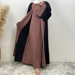 6780#  Arabic Clothing-Women's Double Color, Matching Faux 2 Pieces Dress, Versatile Lady Classy Abaya Eid 服装 CHAOMENG chaomeng.myshopify.com Purple（紫色） / S （5‘0-5'1） Purple（紫色） S （5‘0-5'1） 