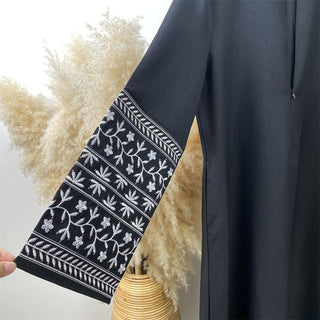 6797#  New Dress Front Zipper Linen Fabric Embroidery Sleeves With Pockets Classy Muslim Islam Ladies 服装 CHAOMENG chaomeng.myshopify.com 