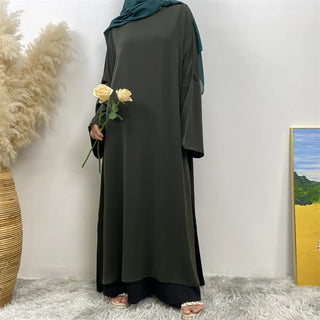 6809# 【Only Top Split Dress】Latest Women Split Dress Classy Fashion Solid Color Modesty Closed Abaya