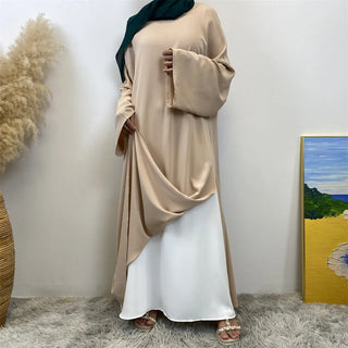 6809# 【Only Top Split Dress】Latest Women Split Dress Classy Fashion Solid Color Modesty Closed Abaya