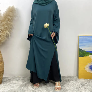 6809# 【Only Top Split Dress】Latest Women Split Dress Classy Fashion Solid Color Modesty Closed Abaya